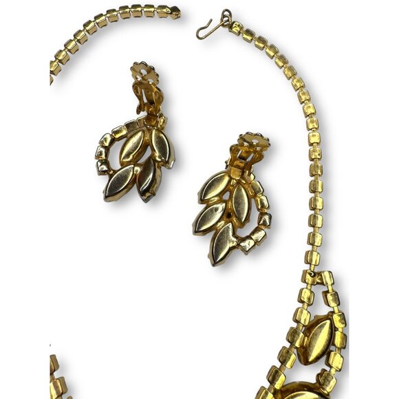 Juliana D&E Rhinestone Necklace Earrings Set AB Watermelon Navette Vintage - Picture 6 of 11